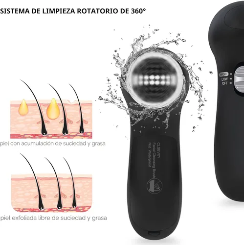 Miniatura 5 de Cepillo Limpiador Facial CLSEVXY: Cepillo Limpiador Eléctrico Giratoria Facial con 6 Cabezales para Limpieza Profunda, Exfoliación Suave