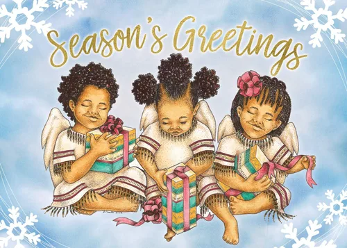 African American Expressions - Juego de tarjetas navideñas en relieve en caja - Diseños de temporada inspiradores - Juego de 15 (5x7) tarjetas con