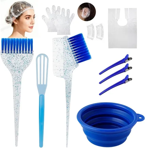 Miniatura 11 de Juego de brochas y tazones de color para teñir el cabello, juego de brochas de color para mezclar tazón, peine para teñir el cabello (negro)