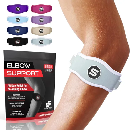 Miniatura 13 de Sleeve Stars - Codera de tenis para hombres y mujeres, codera para tendinitis, codo de tenis, codo de golfista, soporte de contrafuerza para alivio