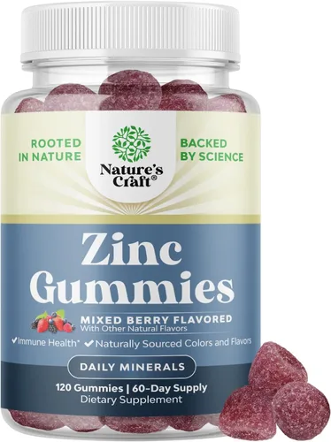 Gomitas de zinc extra fuertes para adultos, suplementos de zinc masticables para mujeres y hombres para apoyo energético e inmunológico, vitaminas y