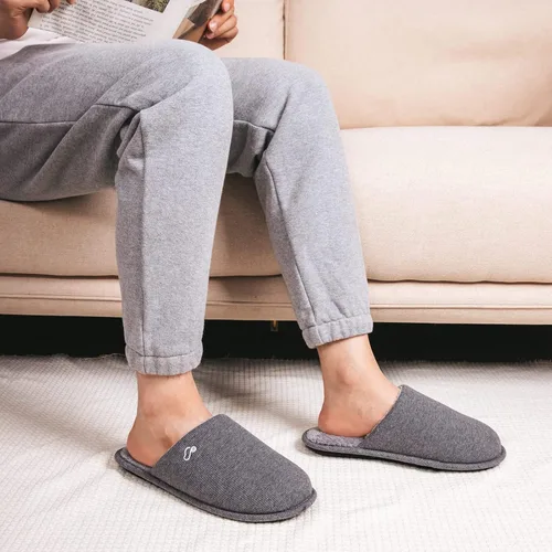 Miniatura 3 de EverFoams Men's Cotton Knit Memory Foam Indoor Slippers Light Weight House Shoes with Anti-Skid Sole