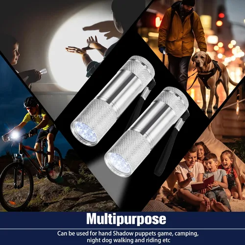Miniatura 6 de VIHOSE 12 piezas de linternas mini a granel, linternas de mano brillantes de aluminio con cordón, linternas LED pequeñas para lectura nocturna