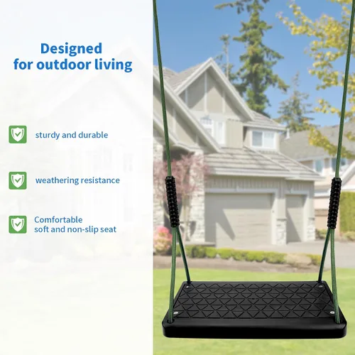 Miniatura 7 de Asiento de columpio resistente, juego de columpio antideslizante para árbol con cuerda ajustable, juego de columpios para patio de recreo