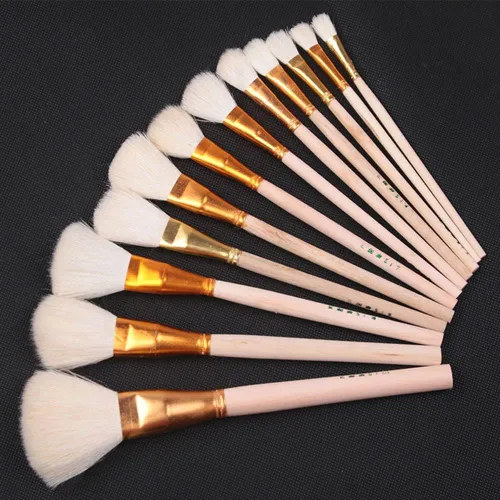 Miniatura 5 de Juego de 12 pinceles de lana de arte de cerámica para esmalte de cerámica/pintura para colorear acuarela, pintura artesanal, manualidades, pluma