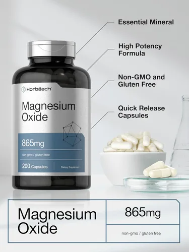 Miniatura 4 de Horbäach Óxido de magnesio 865 mg 200 cápsulas Suplemento sin OMG y sin gluten