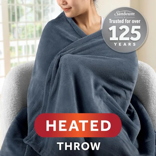 Miniatura 2 de Sunbeam Royal Posh - Manta eléctrica de terciopelo, 50 x 60 pulgadas, 4 ajustes de calor, apagado automático de 4 horas, manta cálida para sofá