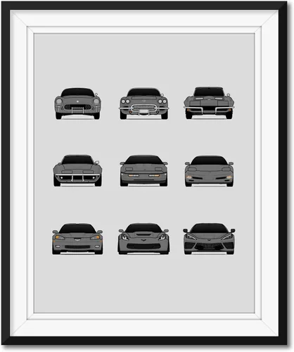Miniatura 12 de Custom Car Posters Póster hecho a mano compatible con Chevy Corvette Generations e impresión de Chevrolet Corvette (C1 C2 C3 C4 C5 C6 C7 C8)