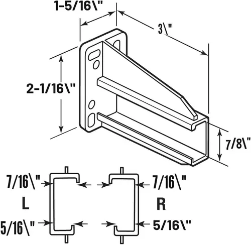 Miniatura 3 de Prime-Line R 7227, placa trasera de riel de cajón, 5/16 pulgadas 7/8 pulgadas, plástico, blanco, 1 par (1 izq, 1 der)