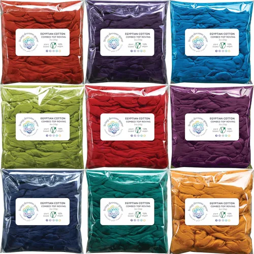 Miniatura 42 de Fibra de algodón para hilar, mezclar, fieltro y arte de fibra. Suave peinado vegano Top Roving. Merlot