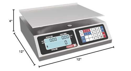 Miniatura 2 de TORREY LPC40L balanza electrónica de precio con batería recargable, 100 memorias, 8 teclas de acceso directo. Material: acero inoxidable. Peso: 40 lb