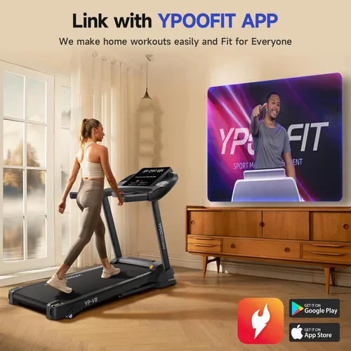 Miniatura 4 de YPOO Cintas de correr para uso doméstico, caminadora con inclinación, cintas de correr plegables automáticas para el hogar, cinta de correr de 8.0