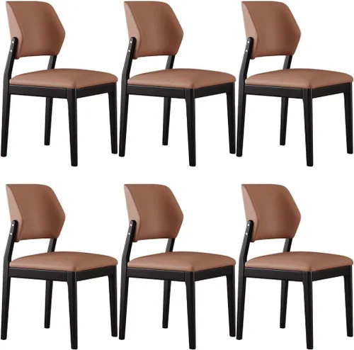 Miniatura 24 de YVYKFZD Wooden Dining Chairs Set, Leather Dining Room Chair, Upholstered Kitchen Chairs with Curved Backrest, Armless Living Room Chair, for Bedroom