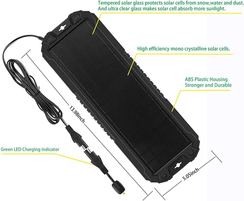 Miniatura 2 de Sunway Solar Panel de batería de coche, cargador y mantenedor de 5 W 12 V, kit de cargador de energía solar, portátil, impermeable