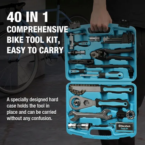 Miniatura 4 de DURATECH Kit de reparación de bicicletas de 40 piezas, kit completo de herramientas de bicicleta con estuche de almacenamiento, herramientas