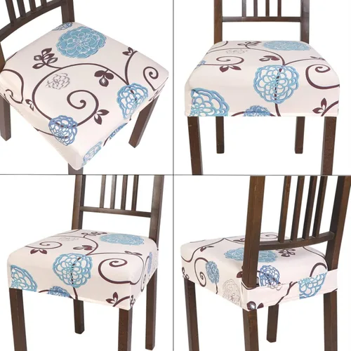 Miniatura 7 de SearchI Juego de 6 Fundas de Asiento para Sillas de Comedor Elásticas, Fundas de Asiento Suave Extraíbles y Lavables para Sillas de Comedor, Flor