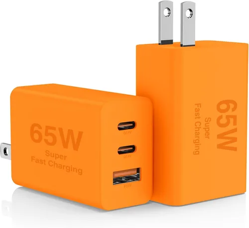 Miniatura 9 de Paquete de 2 bloques de cargador de pared USB C de 65 W, adaptador de carga USB C de 3 puertos de 100 W tipo C de carga súper rápida para MacBook