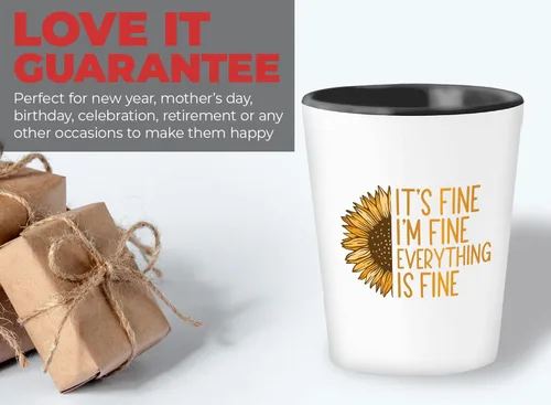 Miniatura 6 de Bubble Hugs Vaso de chupito motivacional de 1.5 onzas – It's Fine I'm Fine Everything – Apreciación motivacional, refranes inspiradores, regalo