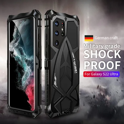 Miniatura 4 de Funda Samsung Galaxy S22 Ultra 5G de protección de grado militar de 360 grados, a prueba de golpes, inastillable, metal y silicona integrados, Nior