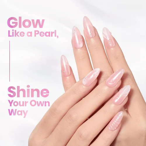 Miniatura 2 de Beetles Polvo Cromado para Uñas 2 Frascos Blanco y Púrpura Perla Cromer Polvo Cromado para Uñas para Gel Efecto Espejo Brillo Kit de Manicura Espejo