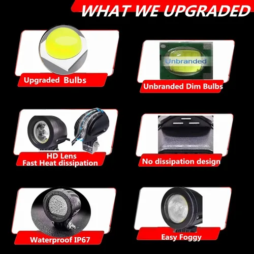 Miniatura 2 de Luces de motocicleta Ourbest, luces antiniebla de 2 pulgadas para motocicleta, tubo de horquilla, luces LED de conducción para moto, ATV, bicicleta