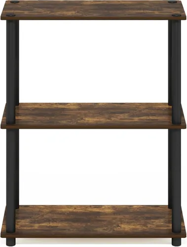 Miniatura 5 de Furinno Turn-N-Tube - Estantes de almacenamiento, estante para libros de 3 niveles, estante esquinero, estantes abiertos sin herramientas
