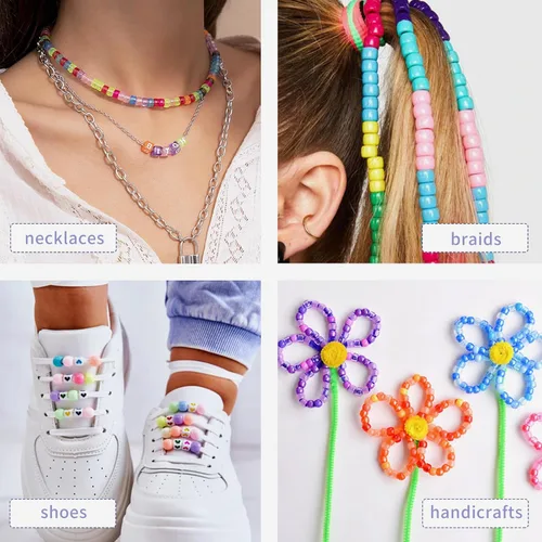 Miniatura 6 de QUEFE Kit de 4900 cuentas pony para pulseras Kandi, kit para hacer pulseras de la amistad con 84 colores de cuentas Kandi, cuentas para cabello