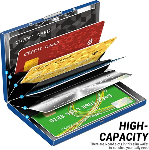 Miniatura 2 de Padike Tarjetero de acero inoxidable para tarjetas de crédito, tarjetero de metal para tarjetas de identificación, carteras RFID, tarjetero