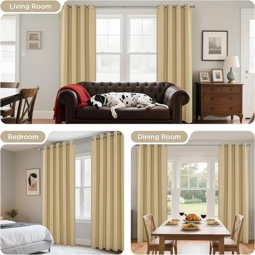 Miniatura 6 de Joydeco - Juego de 2 paneles de cortinas opacas de 63 pulgadas, 2 cortinas largas con aislamiento térmico burg, cortinas de oscurecimiento
