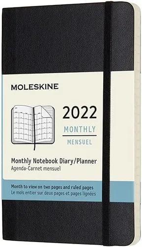 Miniatura 10 de Moleskine Agenda mensual clásica de 12 meses de 2022, tapa suave, grande (5 x 8.25 pulgadas), color negro