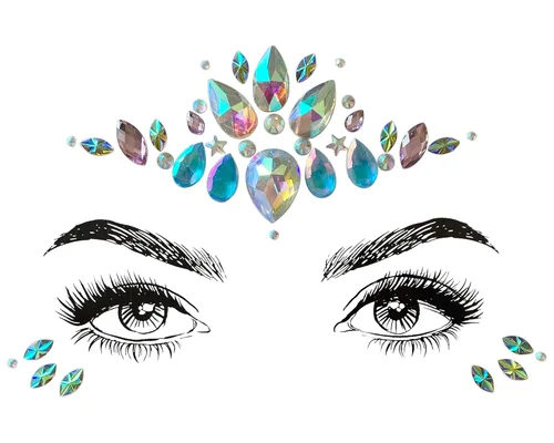 Miniatura 6 de 8 piezas de gemas de cara de sirena con purpurina, diamantes de imitación para festivales de rave, calcomanías faciales de cristales para ojos, 8