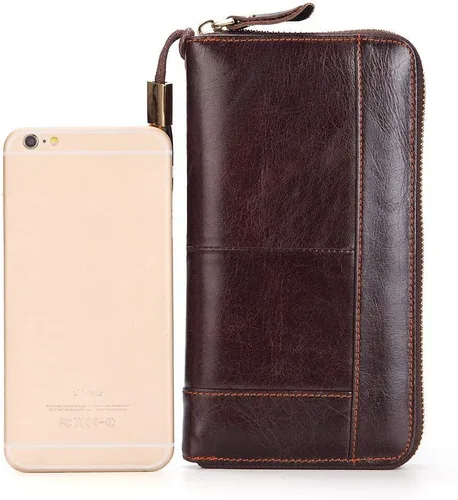 Miniatura 5 de Cartera larga de cuero para hombre, bolso de mano grande para negocios, tarjetero para teléfono, regalo para hombres, padre, hijo, marido, novio