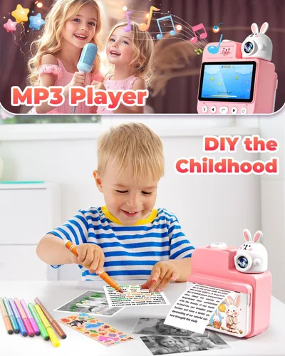 Miniatura 6 de Cámara para niños con impresión instantánea, juguetes, regalos de Navidad y cumpleaños para niñas y niños, cámara digital para niños de 3.0