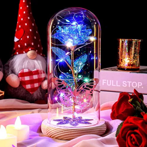 Miniatura 14 de Regalos de rosas para el día de la madre, rosas de cristal de galaxia preservadas para siempre, rosas iluminadas en cúpula de cristal, regalos de Un