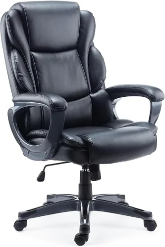 Miniatura 3 de Staples Mcallum Silla ergonómica de oficina ejecutiva y gerente, silla giratoria de escritorio con ruedas, altura ajustable, cuero regenerado