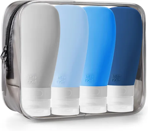 Miniatura 9 de INSFIT Botellas de viaje para artículos de tocador, recipientes de tamaño de viaje de 3 onzas aprobados por la TSA, sin BPA, tubos de silicona