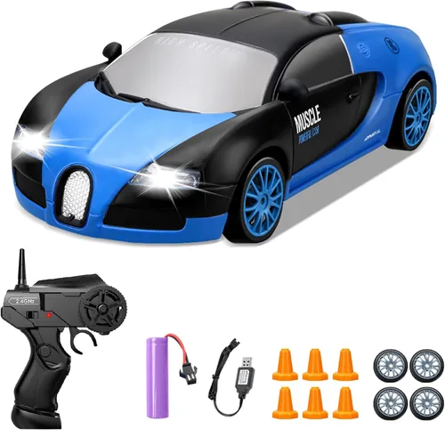 Miniatura 14 de Coche RC de Derrape 1/24 2.4GHz Coche de Control Remoto 4WD de Alta Velocidad con Luz LED y Neumáticos de Derrape Juguetes de Carreras para Niños