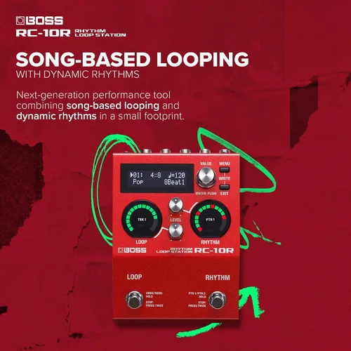 Miniatura 2 de BOSS RC-10R Rhythm Loop Station Bucle basado en canciones y ritmos dinámicos en un espacio pequeño 280 estilos preestablecidos 16 kits