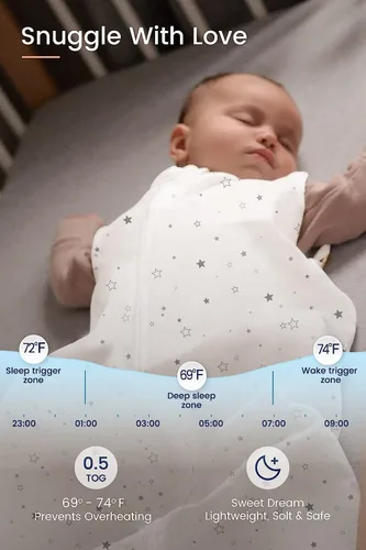 Miniatura 2 de TotAha - Saco de Dormir Ligero, Manta Portátil Elástica, Suave y Acogedora con Cremalleras Seguras de 2 Vías para 0-6-12-24 Meses 0.5 TOG