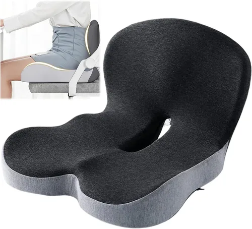 Miniatura 15 de Cojín ortopédico, cojín de asiento para silla de oficina y automóvil, cojines ergonómicos de espuma viscoelástica en forma de L, soporte lumbar