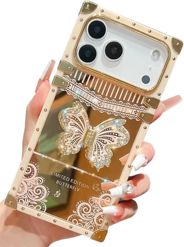 Miniatura 68 de Bonita funda compatible con Samsung Galaxy S22 Ultra, soporte plegable de lujo con diseño de mariposa brillante para mujeres y niñas, funda Blanco