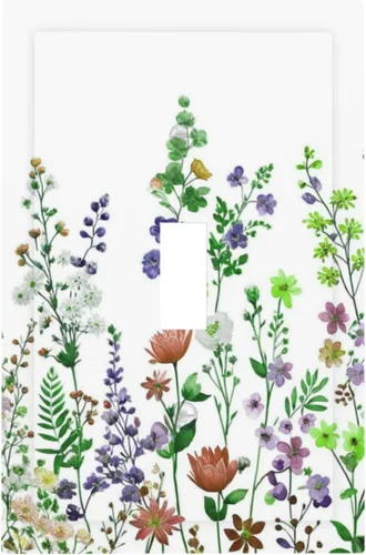 Miniatura 98 de Cubierta de Interruptor de Luz de 1 Gang con Flores Silvestres Bohemias, Hierbas, Floral, Decorativa, Planta Botánica, Naturaleza, Acuarela, Placa