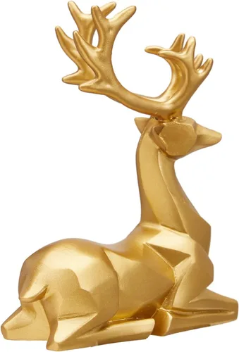 Miniatura 7 de Regalo Decorativo Navideño 2 Piezas Escultura de Ciervo 3D Adornos de Ciervo Geométricos Utilizados para Realzar la Atmosfera Festiva Chimenea Mesa