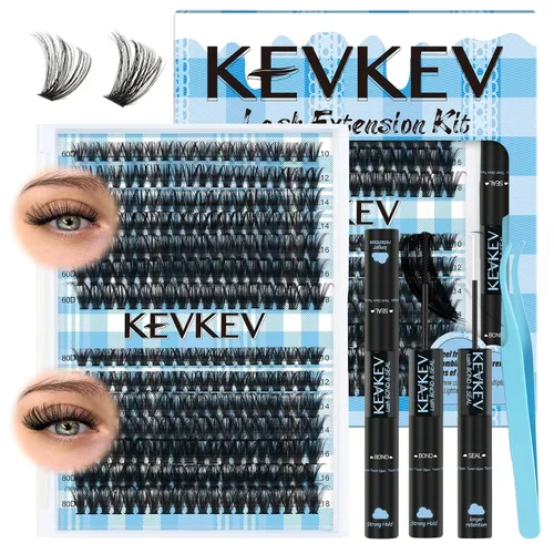 Miniatura 16 de KevKev Adhesivo y removedor de pestañas 2 en 1, pegamento de racimo de pestañas impermeable con fuerte retención de 48 horas, eliminación rápida sin
