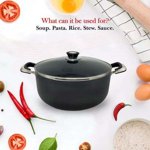 Miniatura 7 de Alpine Cuisine Olla antiadherente de 18 cuartos de galón con tapa de vidrio templado y asas de transporte, utensilios de cocina multiusos, horno