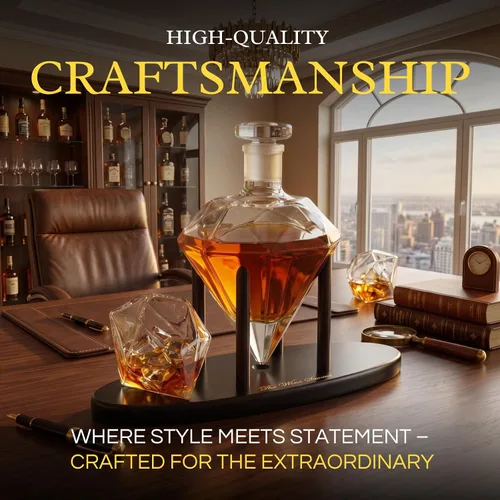 Miniatura 5 de The Wine Savant - Decantador de whisky en forma de diamante, con 2 copas en forma de diamante, para licor, escocés, ron, bourbon, vodka, tequila