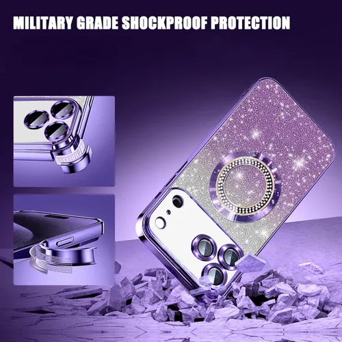 Miniatura 42 de Misscase Funda magnética con purpurina para iPhone 11 compatible con MagSafe, protección completa, delgada, a prueba de golpes, antiarañazos