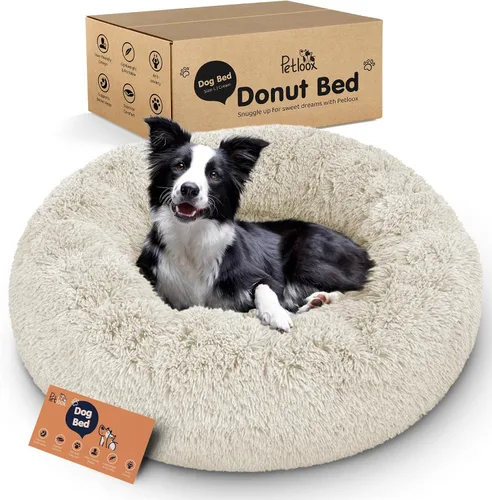 Miniatura 8 de Cama para perros con forma de dona, comodidad prémium para aliviar la ansiedad, diseño esponjoso y calmante con soporte ultra afelpado, acogedora