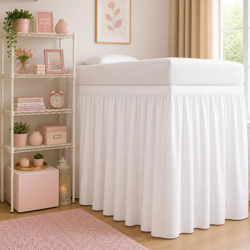 Miniatura 4 de Faldas de cama para dormitorio universitario Serie 1000 Twin XL Extra Largas con Volantes y Esquina Dividida Diseño Elegante Microfibra Cepillada