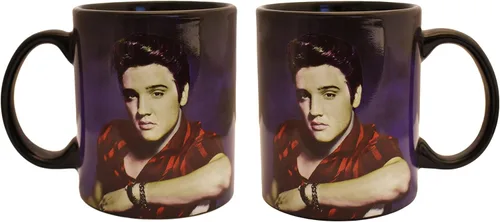 Miniatura 6 de Midsouth Products Taza de cerámica Elvis Presley con mango de guitarra – Diseño icónico de mono blanco – Artículo de colección de 16oz para fans